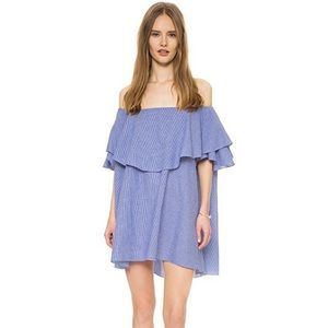 MLM Label Blue Gingham Off the Shoulder Dress